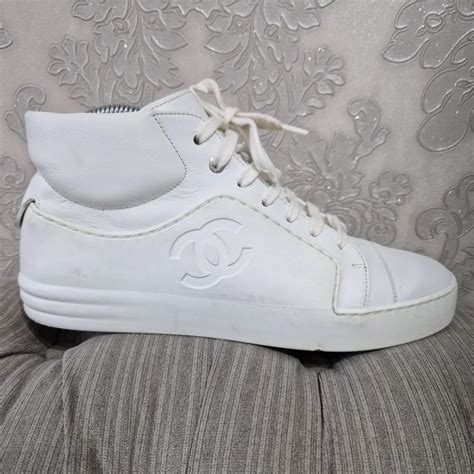 plain white chanel trainers|Chanel white trainers women.